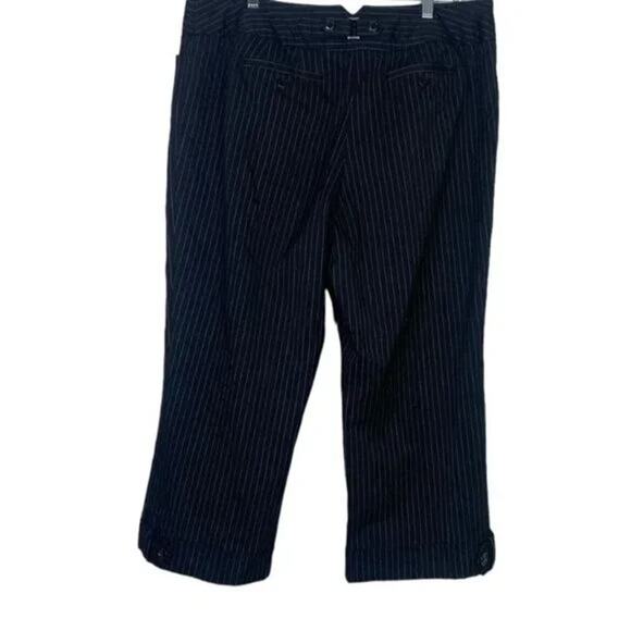 Lane Bryant Pinstripe Straight Leg Cropped Stretch Trouser Pant Pockets 18 Black - Picture 12 of 15